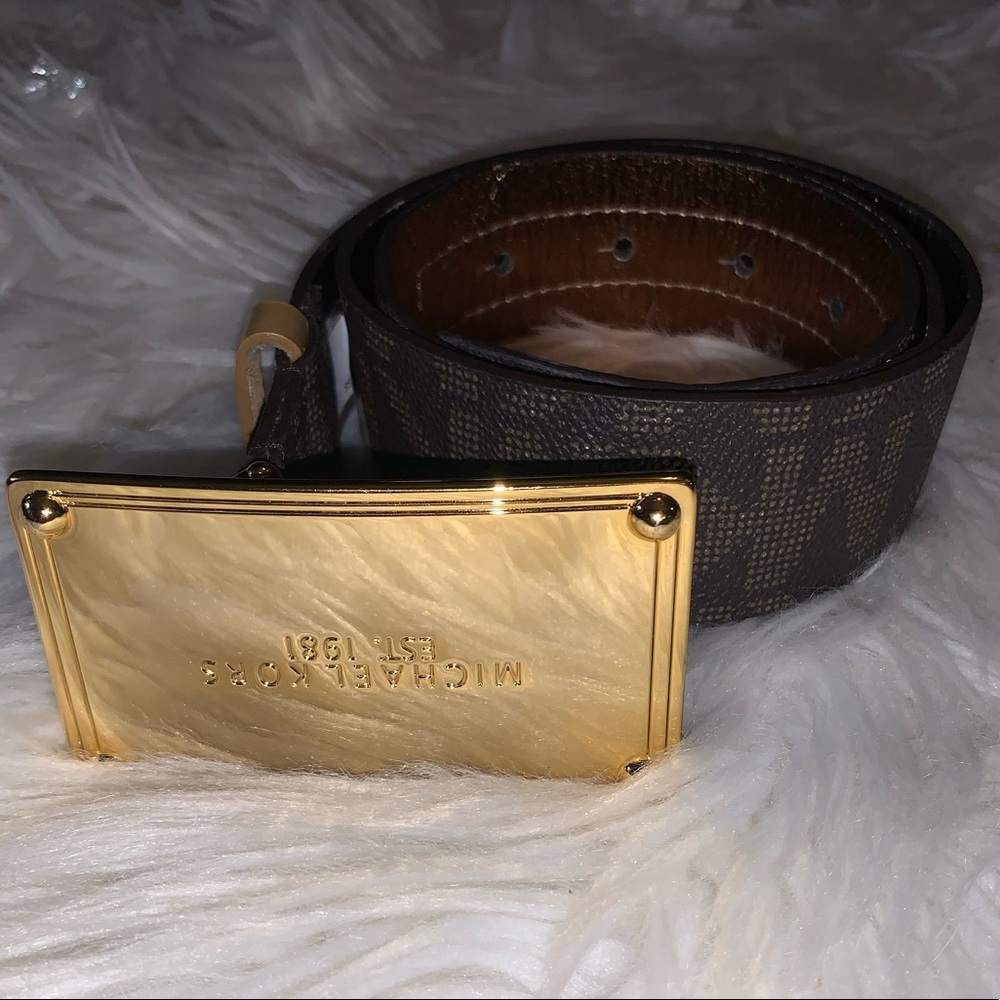 Michael Michael Kors Brown gold Logo belt
